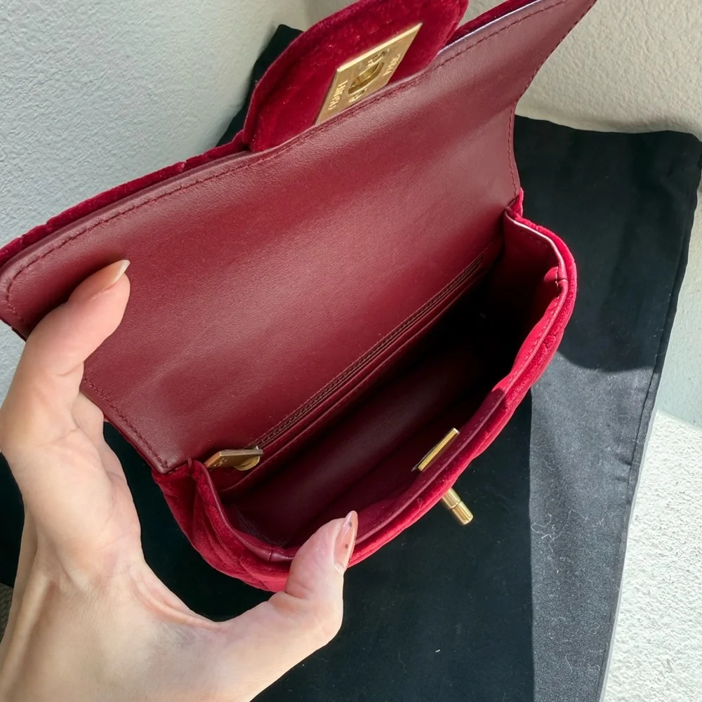 Chanel Burgundy Quilted Velvet Flap Bag - Picture 10 of 16